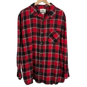 Northeast Outfitters Plaid Button Up Flannel Long Sleeve Top Red Black‎ Size 2XL
